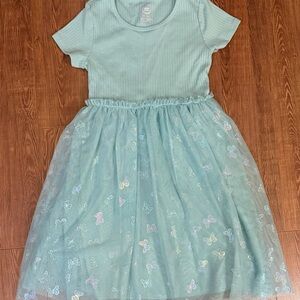Girl’s Short Sleeve Dress by wonder nation - Size 7/8 - Butterflies - Mint Green